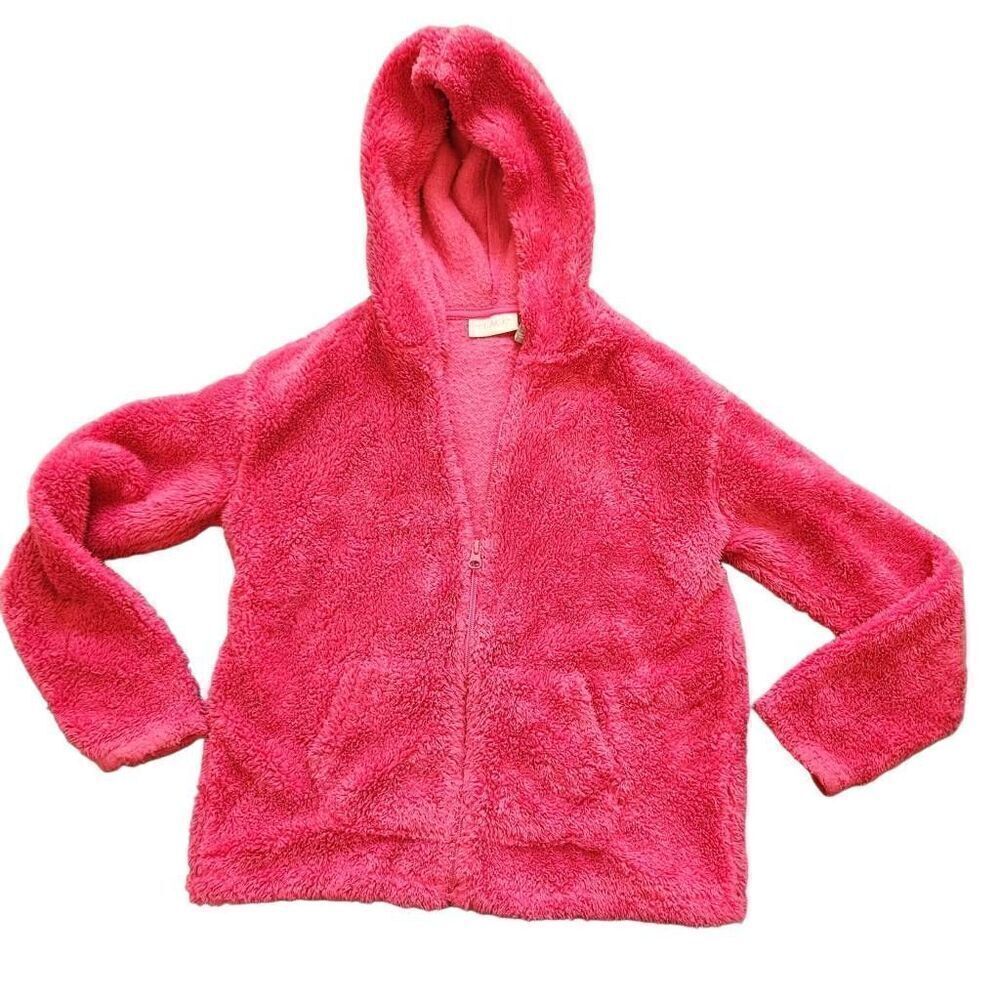 Childrens Place 10-12 hot pink fuzzy hoodie sweatshirt fleece furry